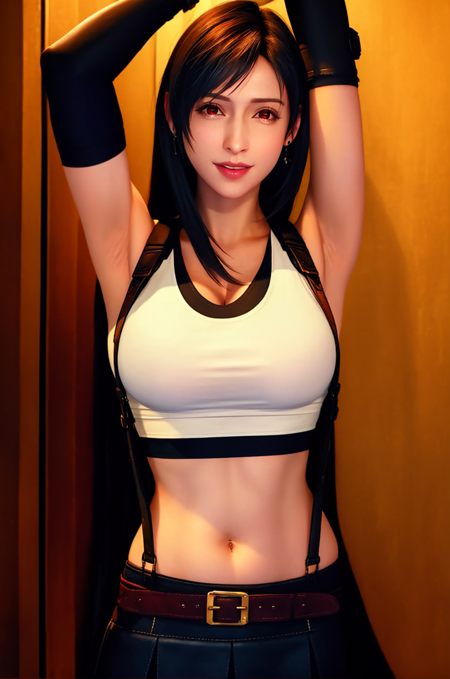 3978522718-2107285794-ff7r style,_tifa lockhart, 1girl, thick lips, arm up, armpits, artist name, belt, black hair, breasts, red eyes, cleavage, close.png